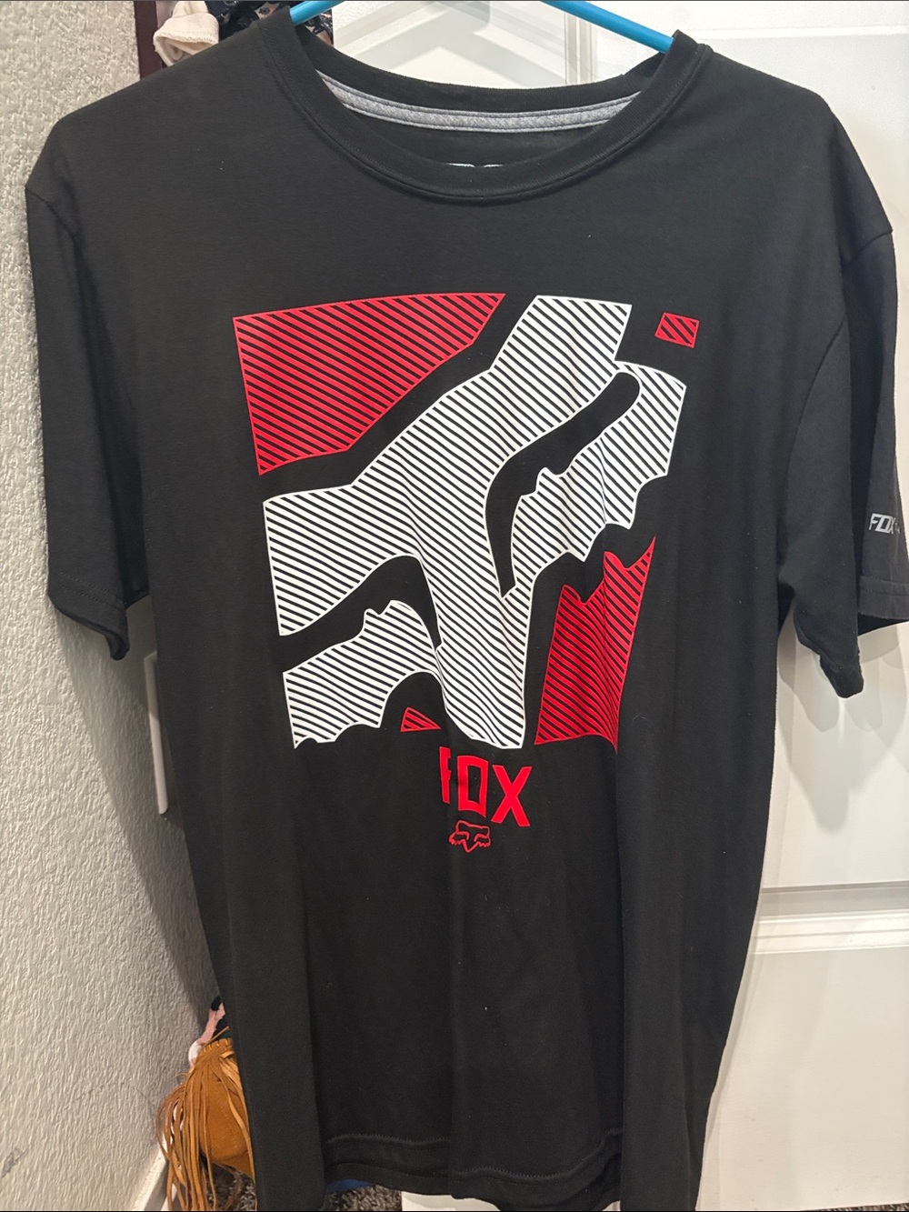 Fox Black Short Sleeve Tee with Red & White Graphic